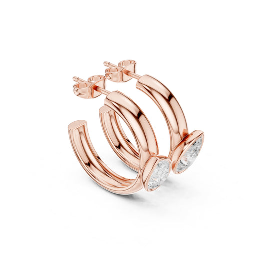 Marquise Hoop Lab Grown Diamond Earrings