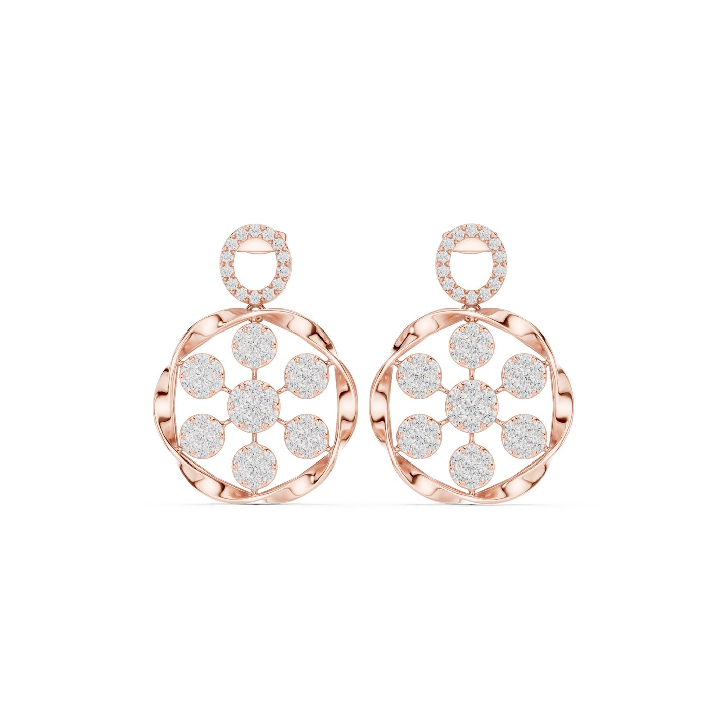 Round Dangle Lab Grown Diamond Earrings