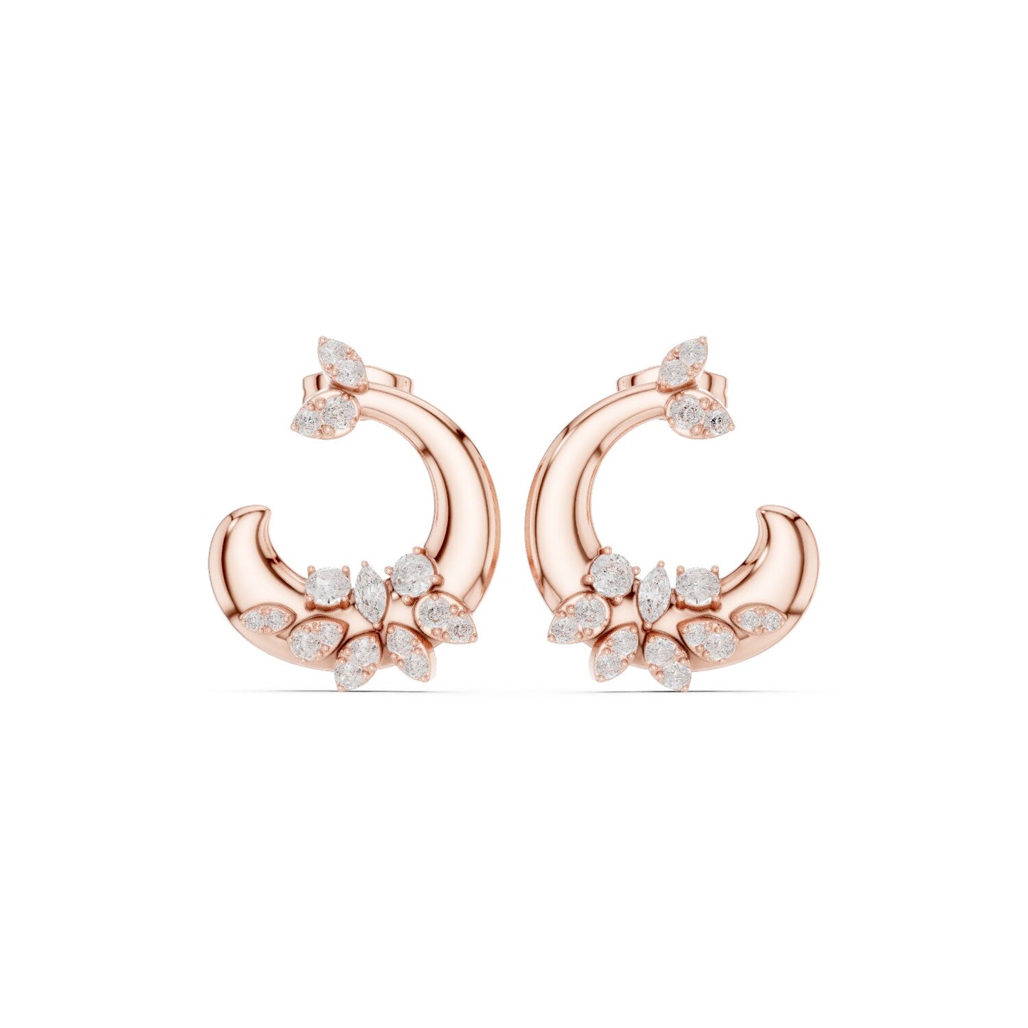Mixed Shape Lab Grown Diamond Climber Earrings