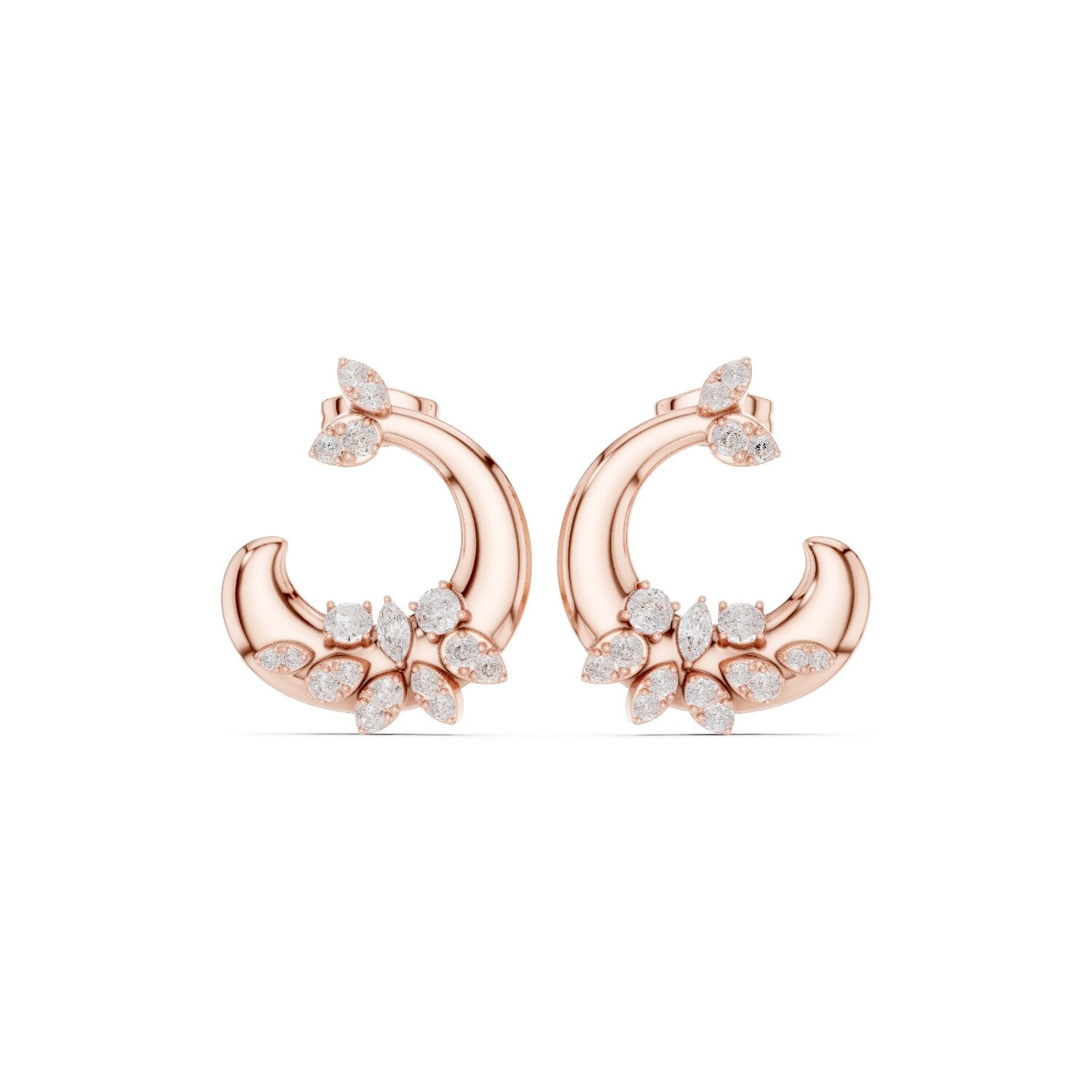 Mixed Shape Lab Grown Diamond Climber Earrings