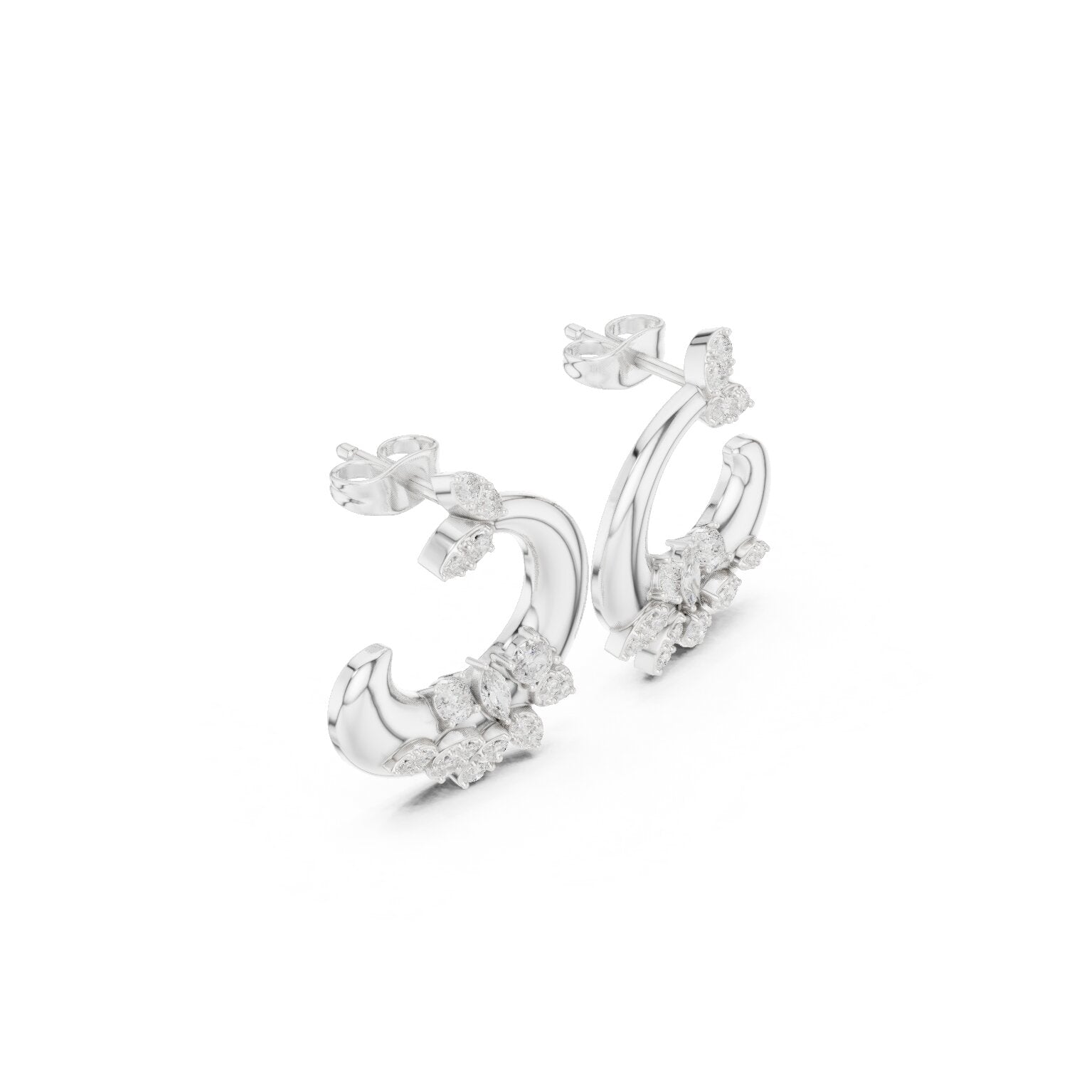 Mixed Shape Lab Grown Diamond Climber Earrings