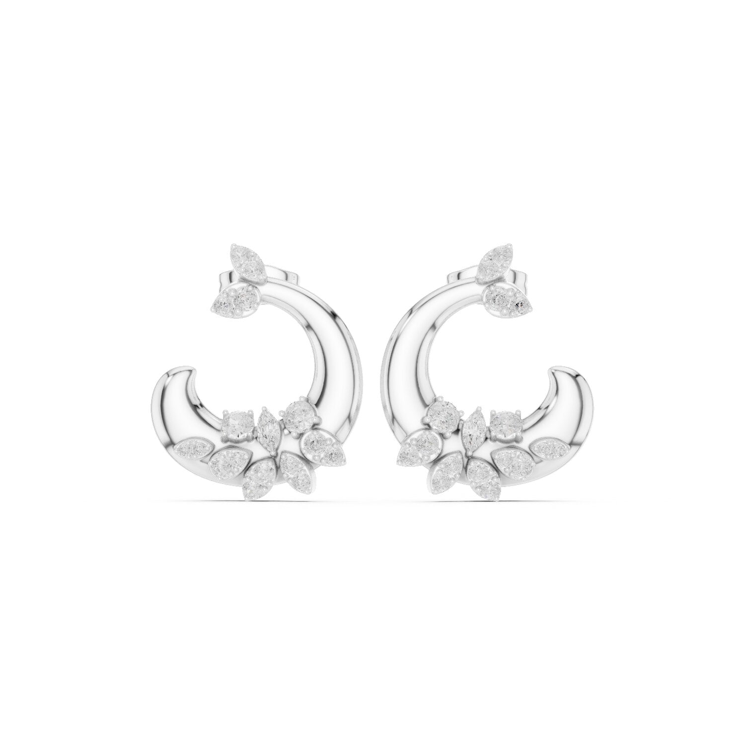 Mixed Shape Lab Grown Diamond Climber Earrings