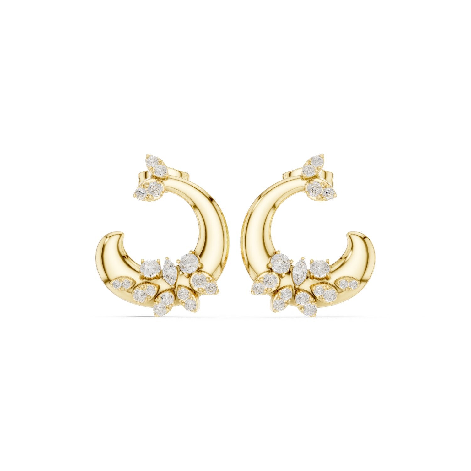 Mixed Shape Lab Grown Diamond Climber Earrings