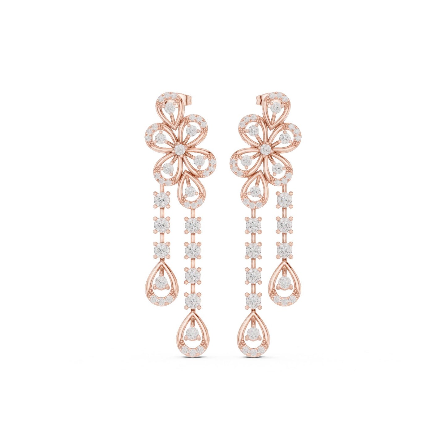 Mixed Shape Lab Grown Diamond Dangle Earrings