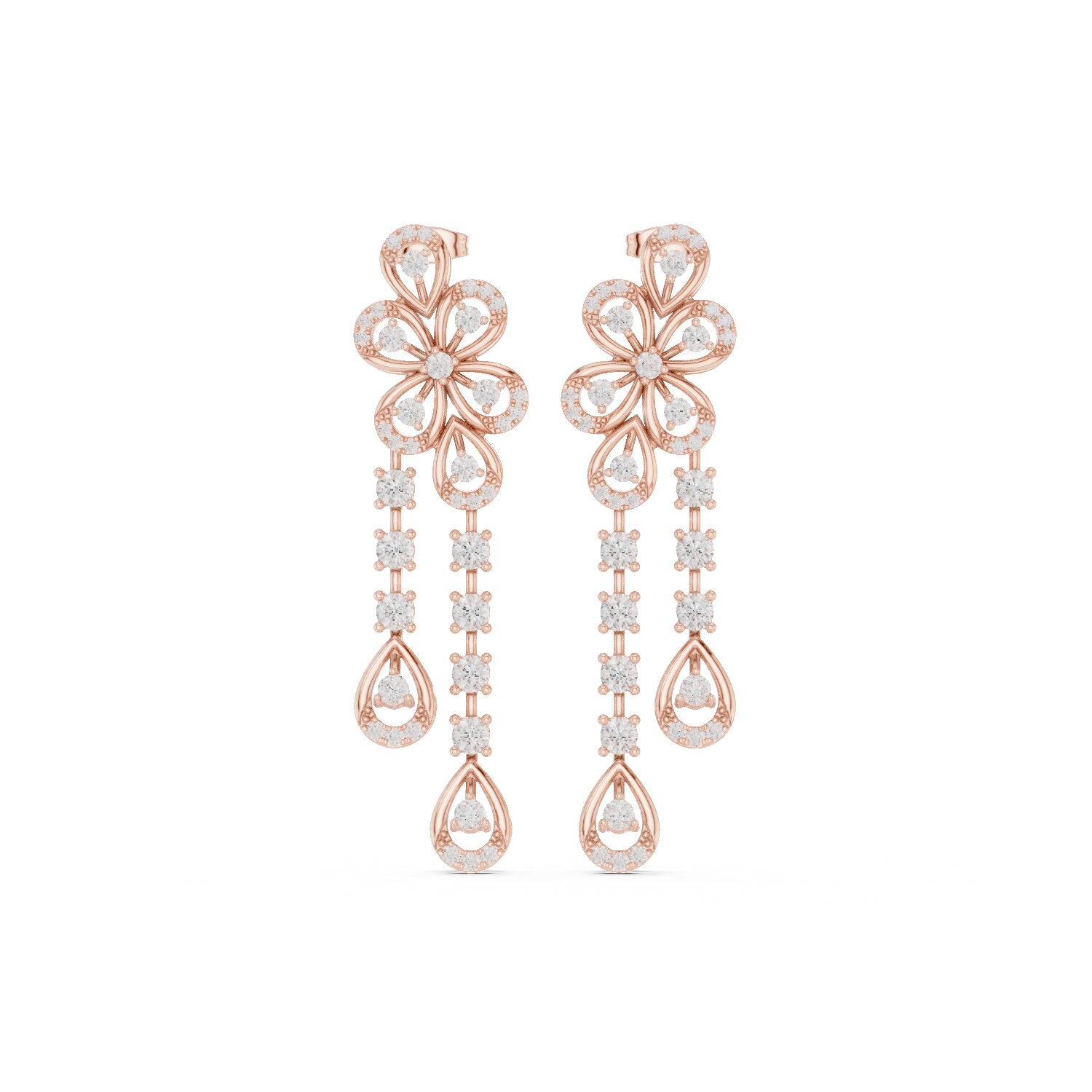 Mixed Shape Lab Grown Diamond Dangle Earrings