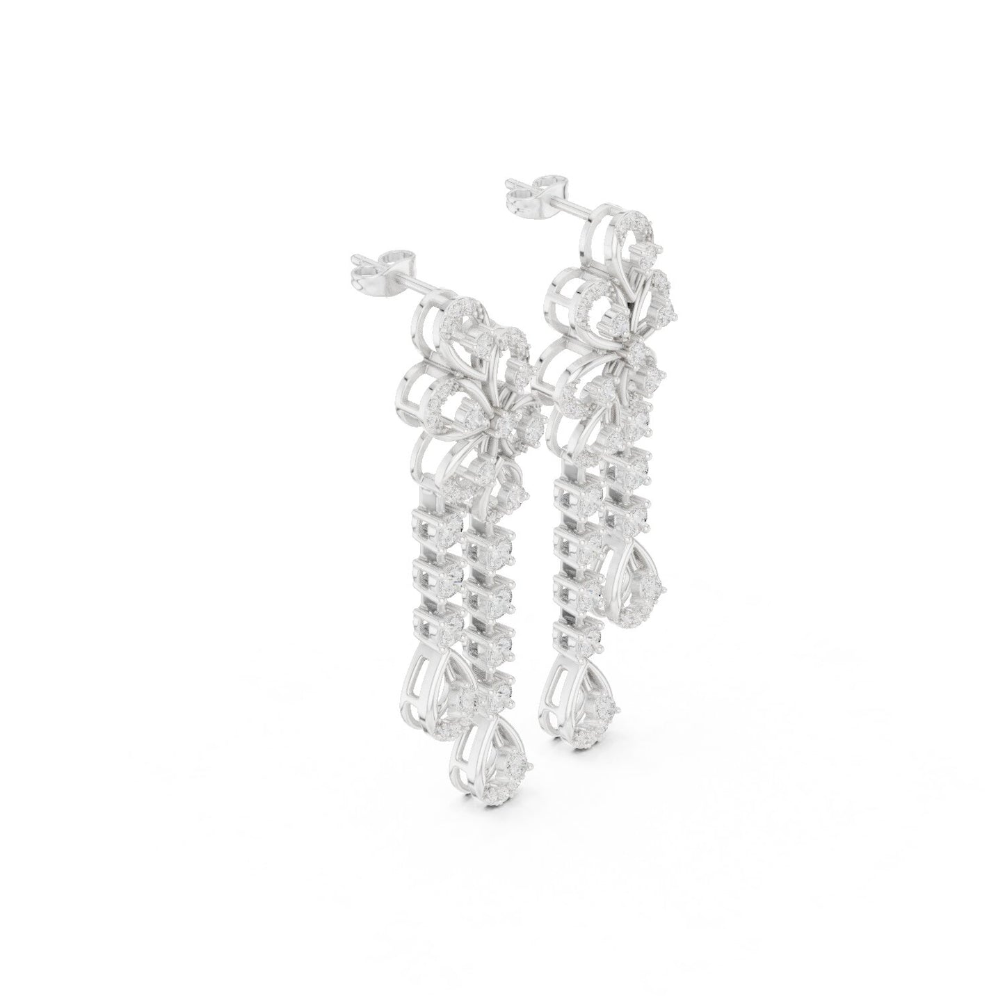 Mixed Shape Lab Grown Diamond Dangle Earrings