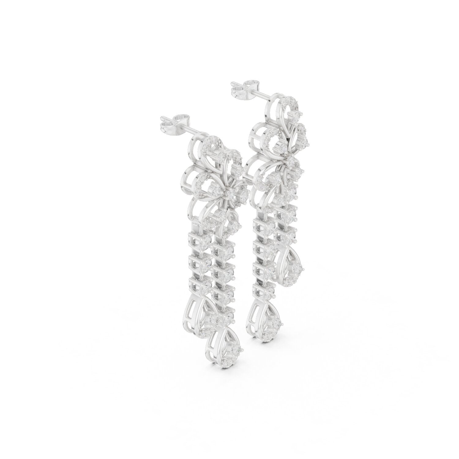 Mixed Shape Lab Grown Diamond Dangle Earrings