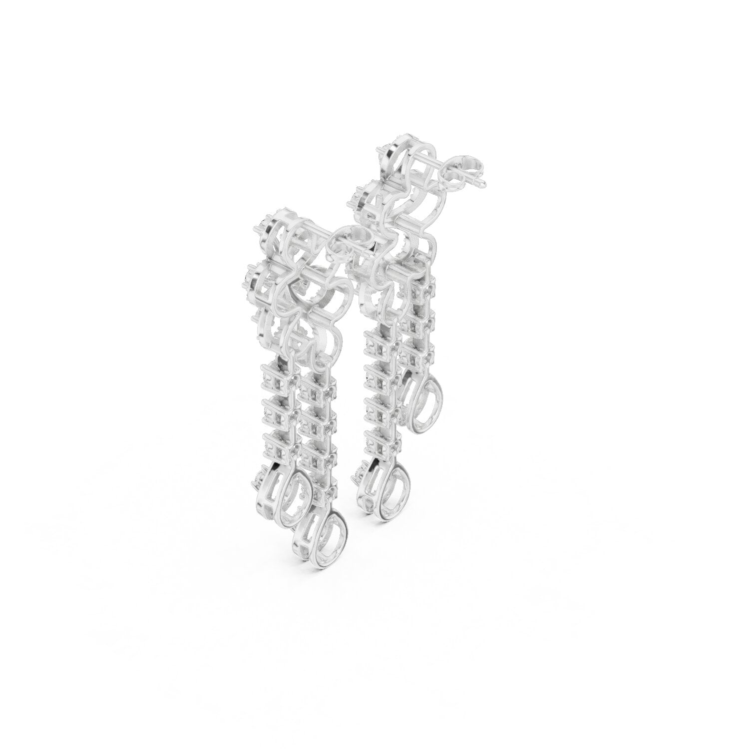 Mixed Shape Lab Grown Diamond Dangle Earrings