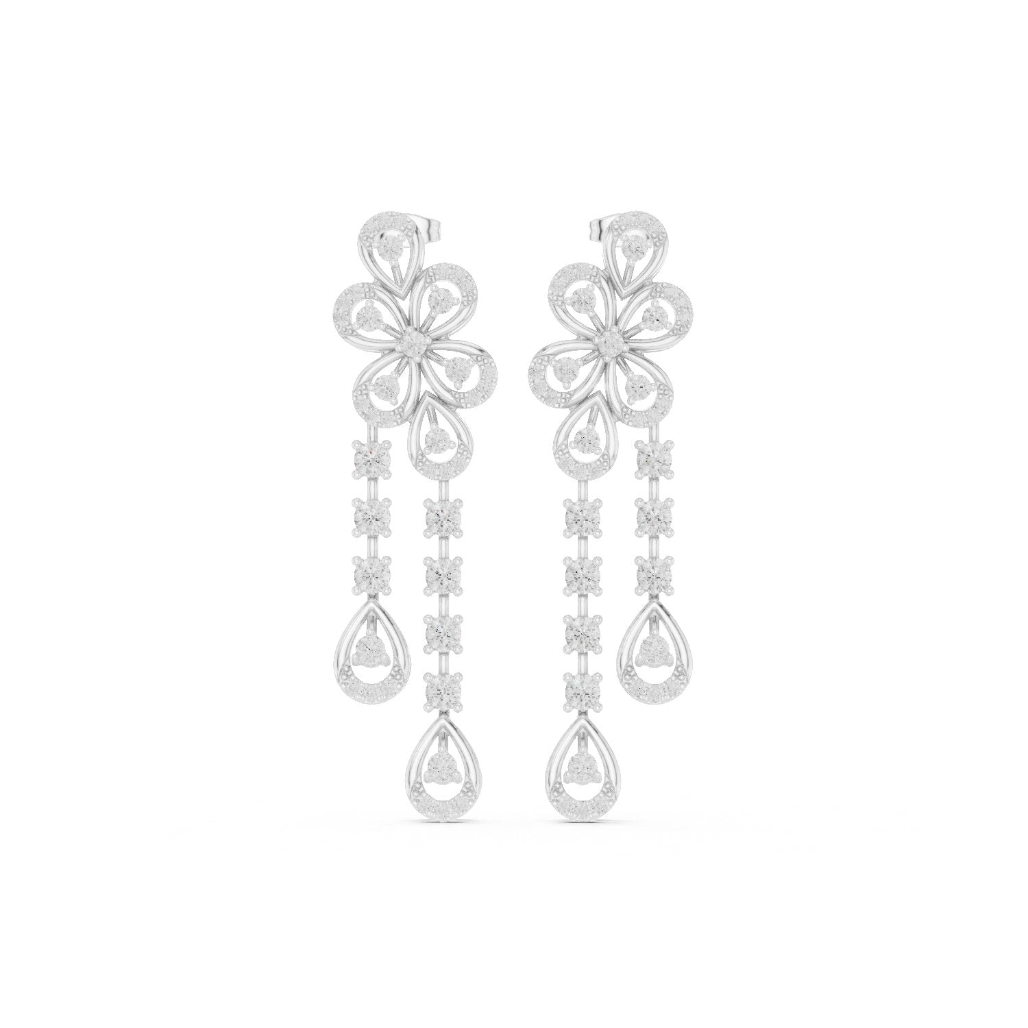 Mixed Shape Lab Grown Diamond Dangle Earrings