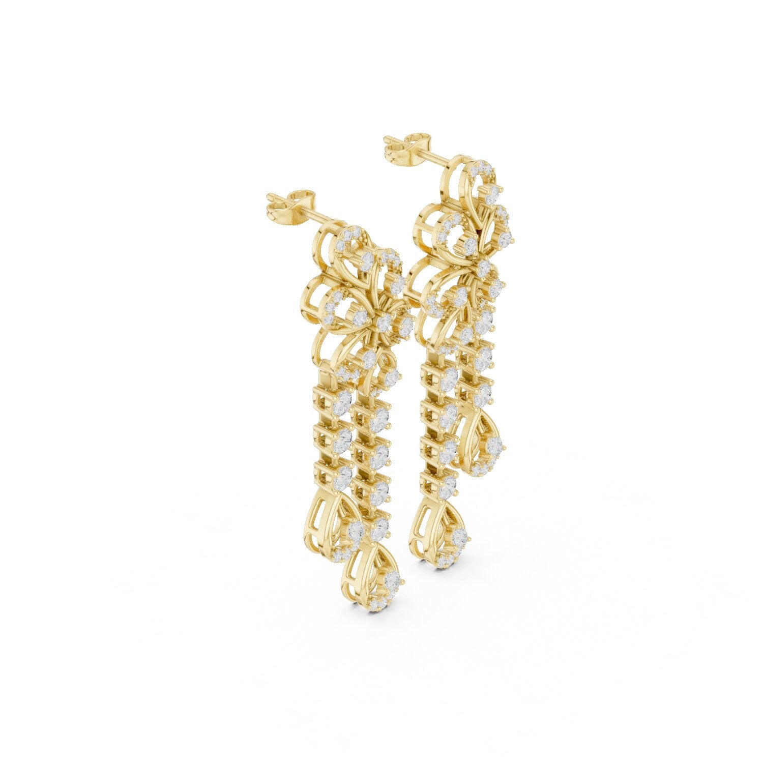 Mixed Shape Lab Grown Diamond Dangle Earrings