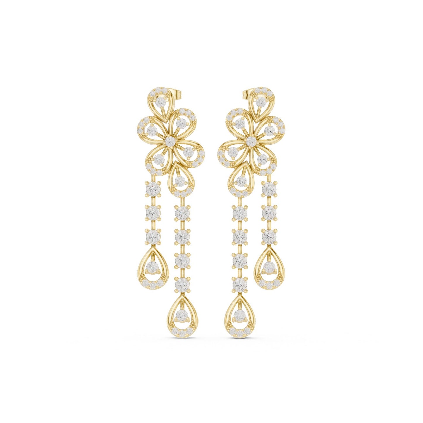 Mixed Shape Lab Grown Diamond Dangle Earrings