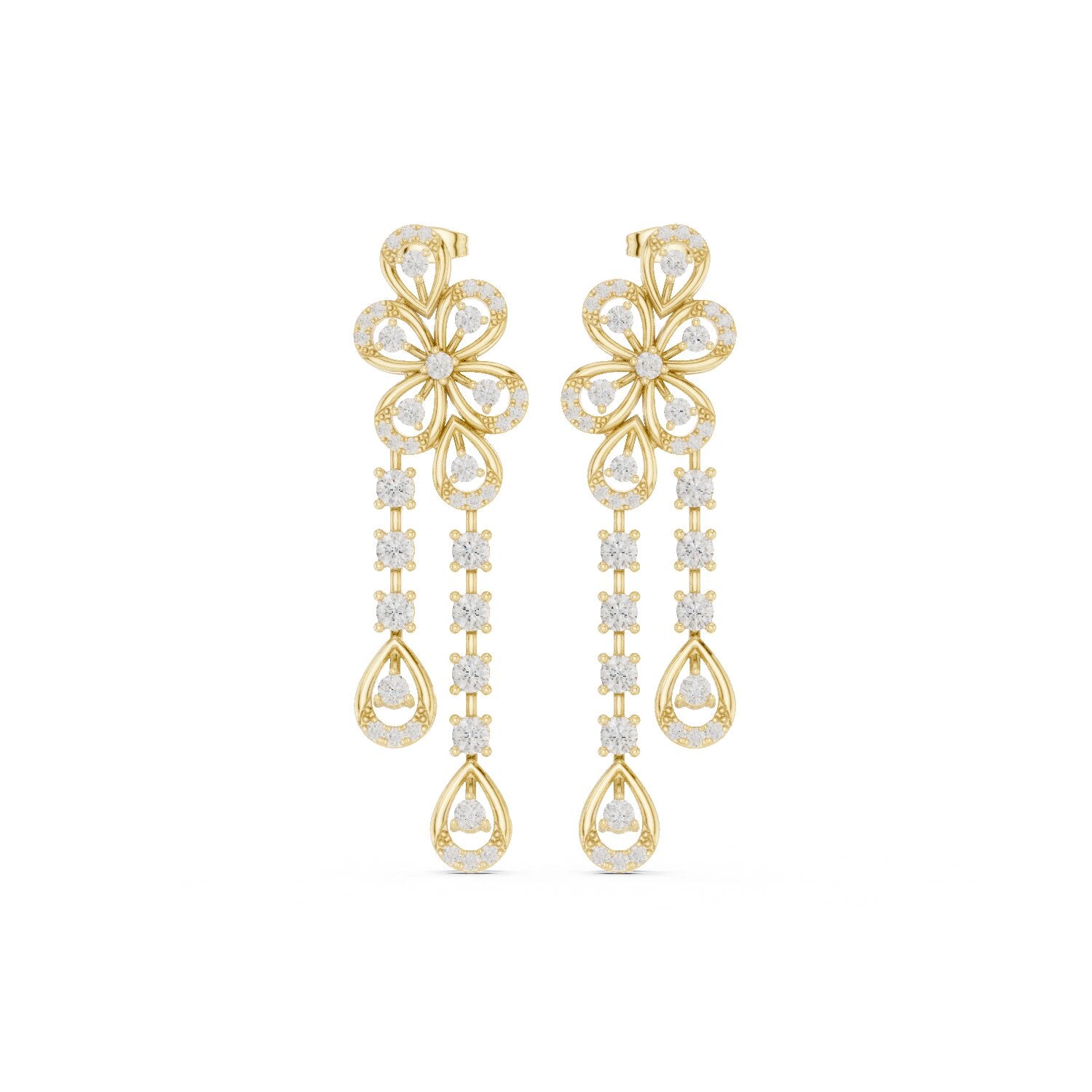 Mixed Shape Lab Grown Diamond Dangle Earrings