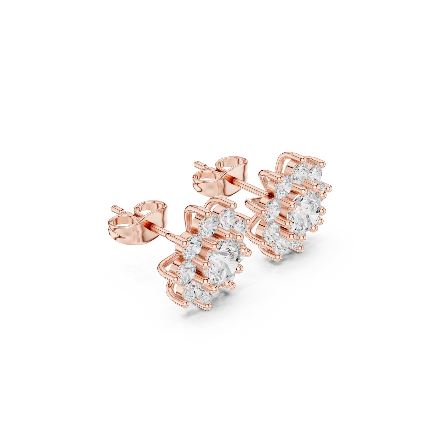 Round Cluster Lab Grown Diamond Earrings