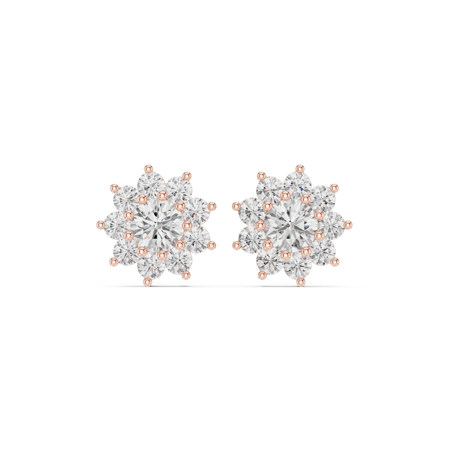Round Cluster Lab Grown Diamond Earrings