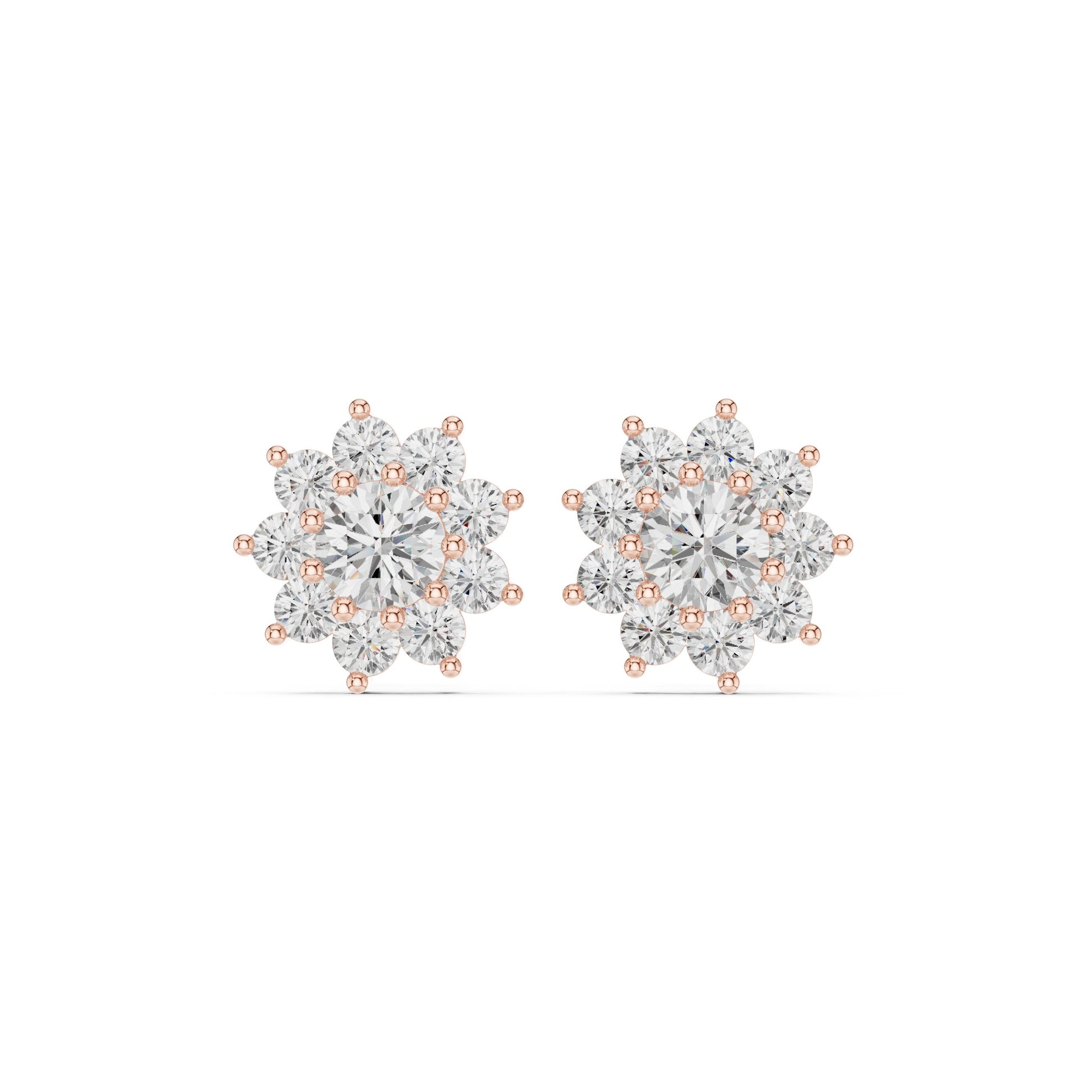 Round Cluster Lab Grown Diamond Earrings
