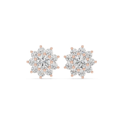 Round Cluster Lab Grown Diamond Earrings