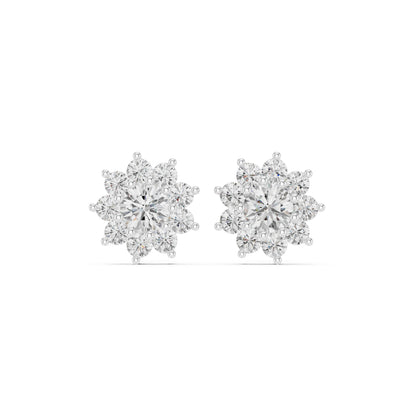 Round Cluster Lab Grown Diamond Earrings