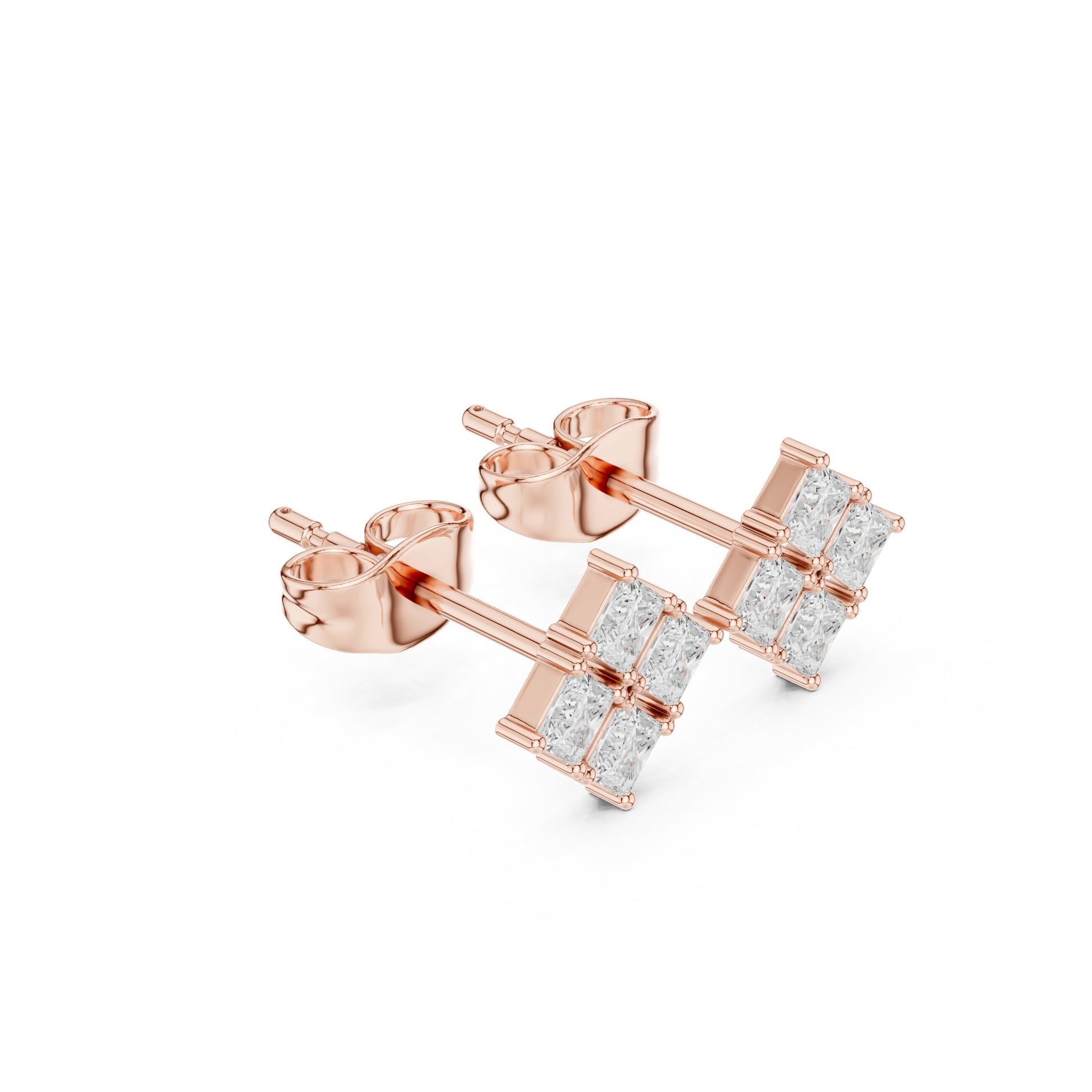 Emerald Stud Lab Grown Diamond Earrings