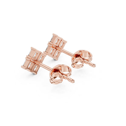 Emerald Stud Lab Grown Diamond Earrings