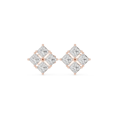 Emerald Stud Lab Grown Diamond Earrings