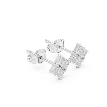 Emerald Stud Lab Grown Diamond Earrings
