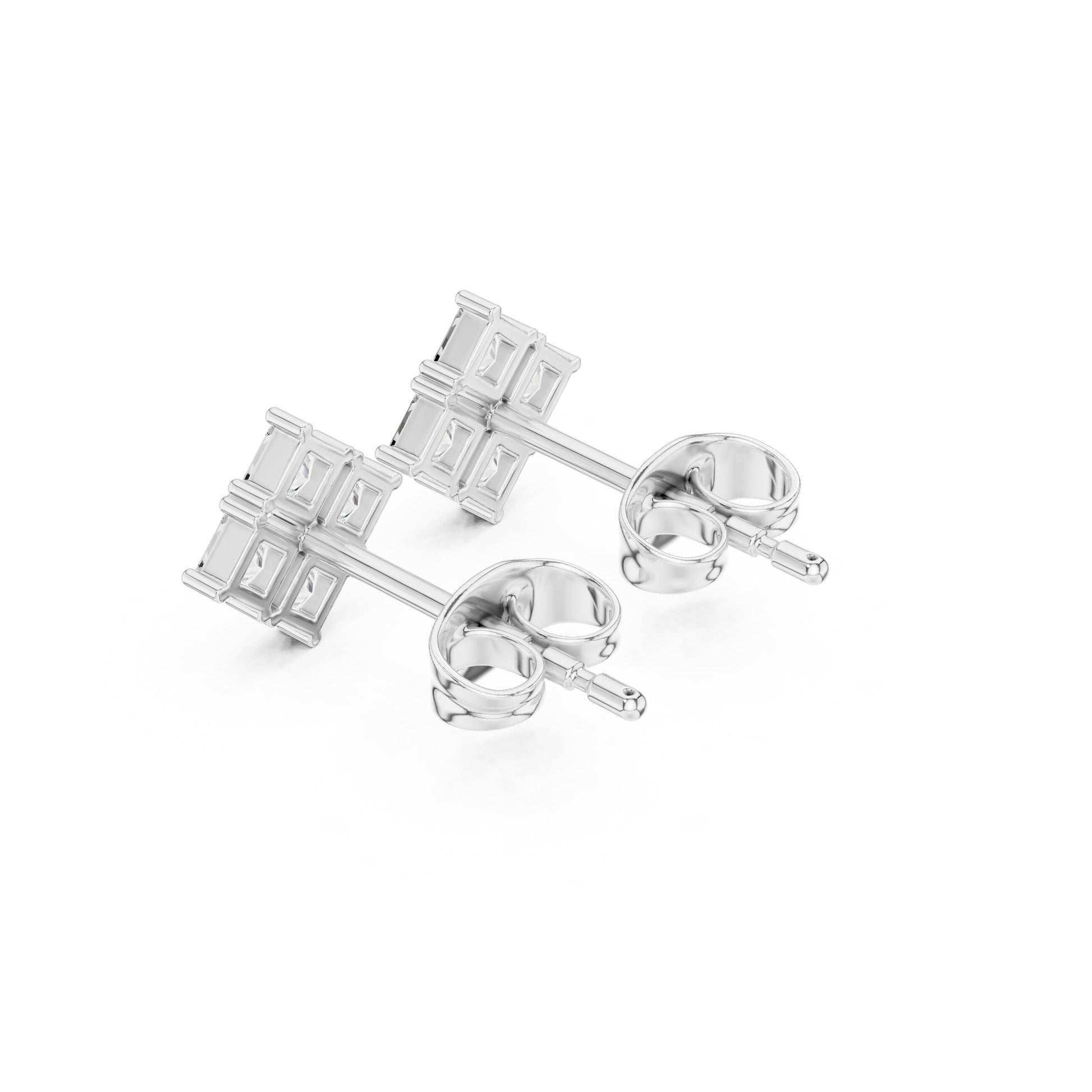 Emerald Stud Lab Grown Diamond Earrings