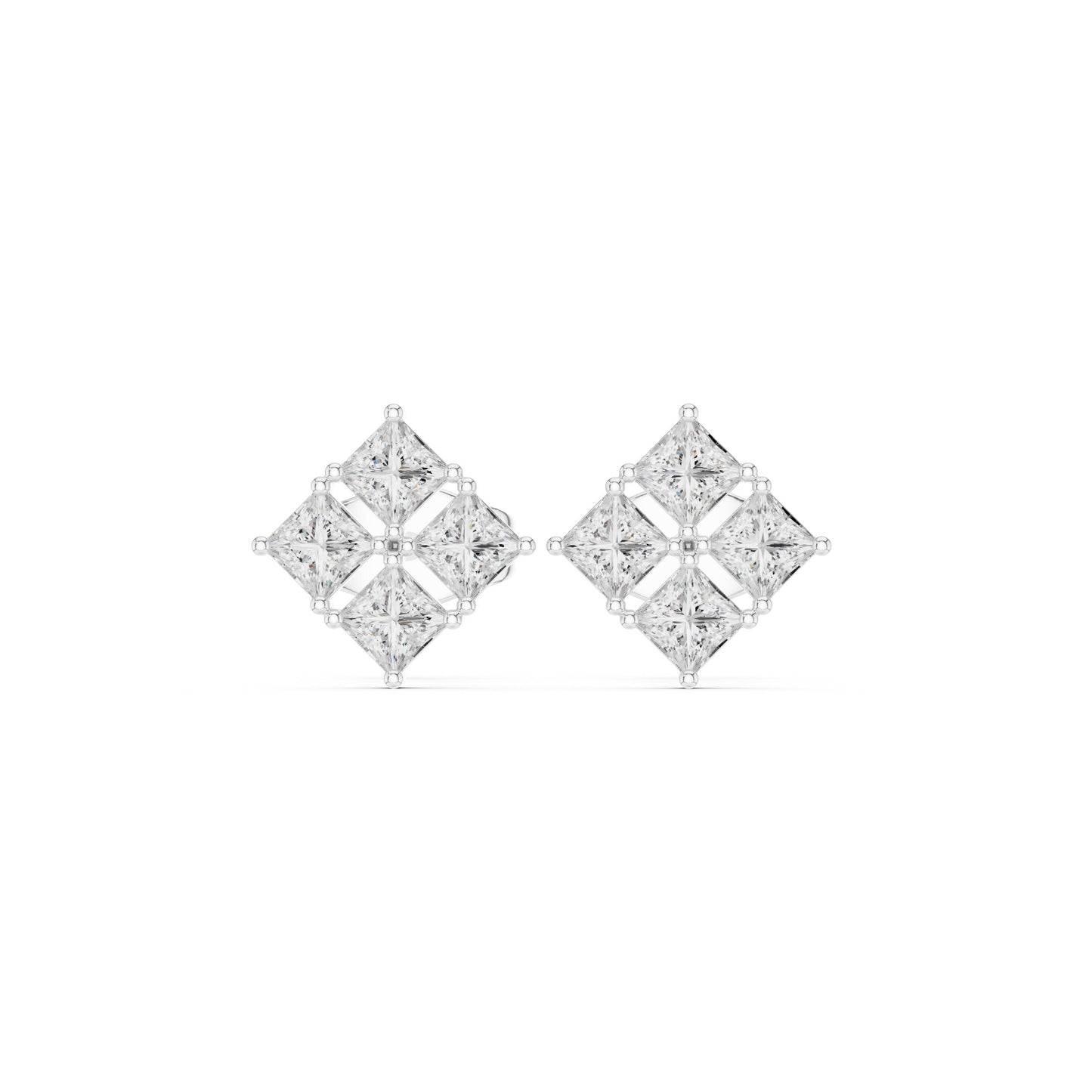 Emerald Stud Lab Grown Diamond Earrings