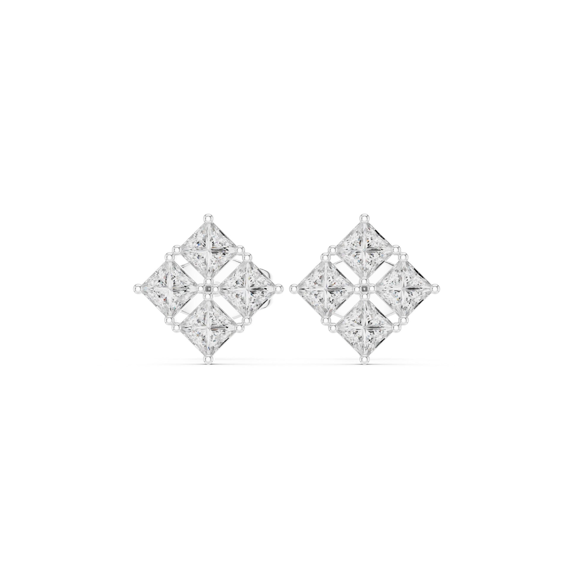 Emerald Stud Lab Grown Diamond Earrings