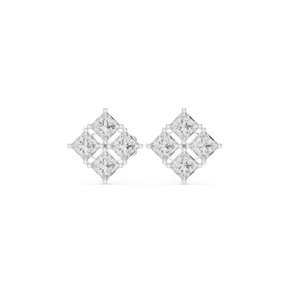 Emerald Stud Lab Grown Diamond Earrings