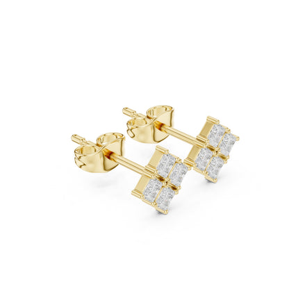 Emerald Stud Lab Grown Diamond Earrings