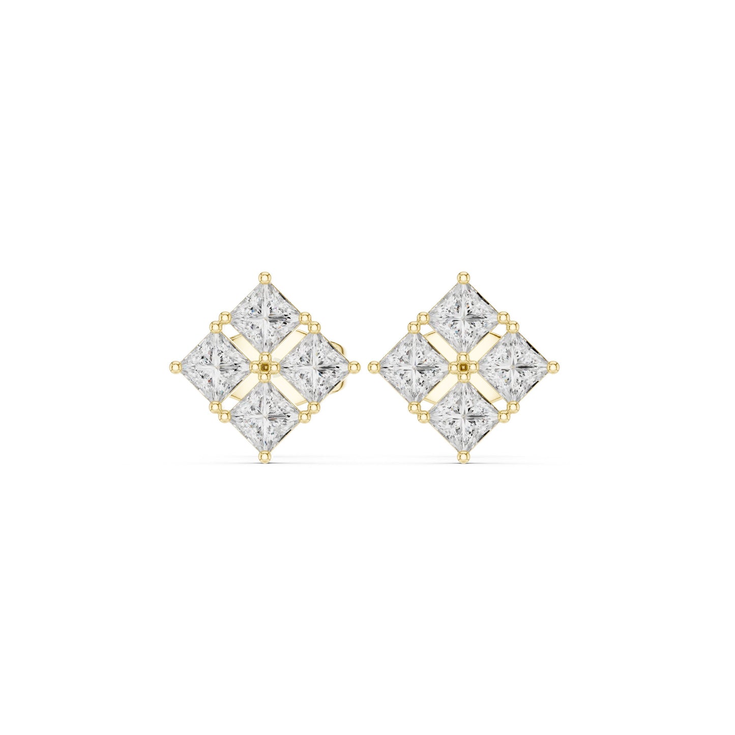 Emerald Stud Lab Grown Diamond Earrings