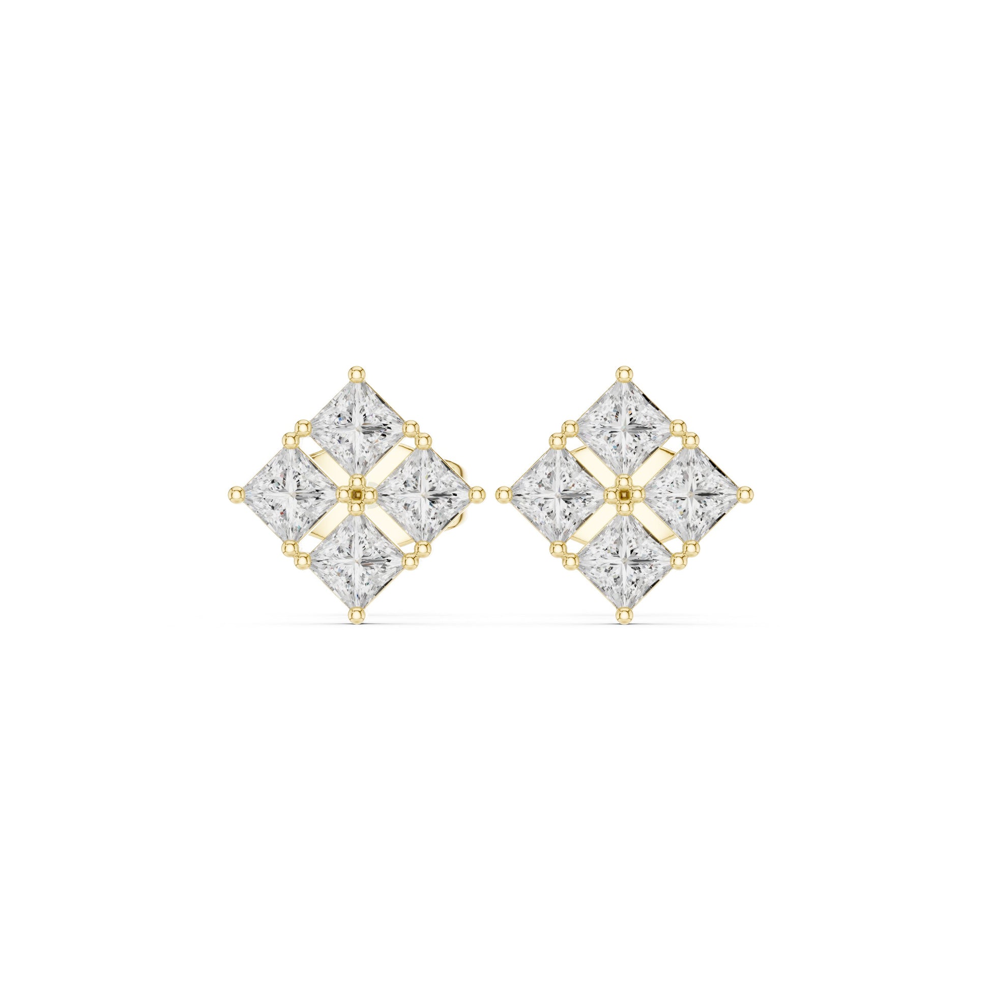 Emerald Stud Lab Grown Diamond Earrings