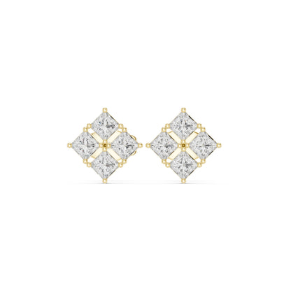 Emerald Stud Lab Grown Diamond Earrings