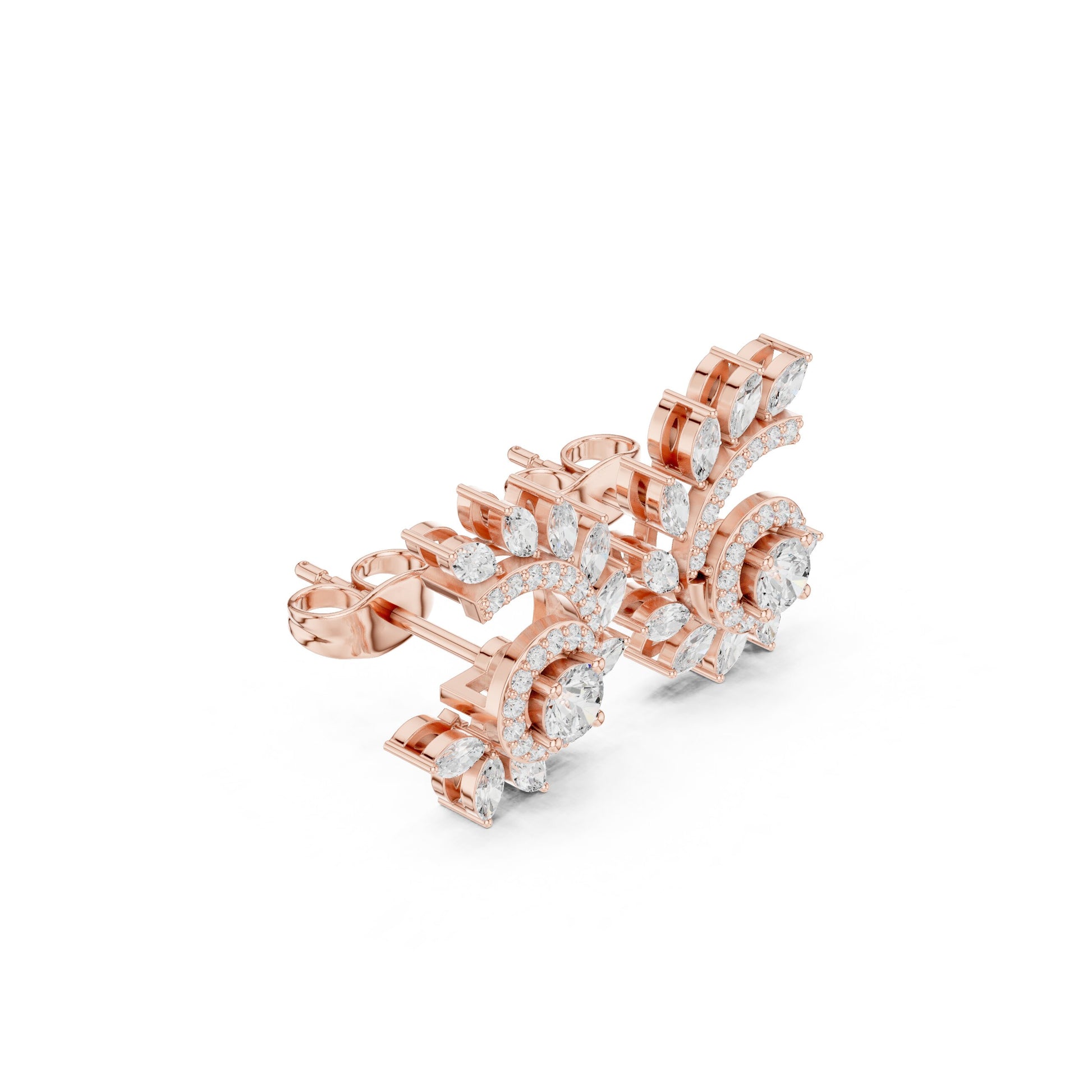 Mixed Shape Lab Grown Diamond Climber Earrings