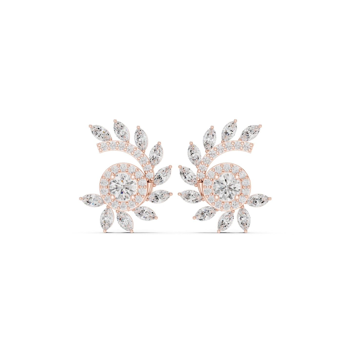 Mixed Shape Lab Grown Diamond Climber Earrings