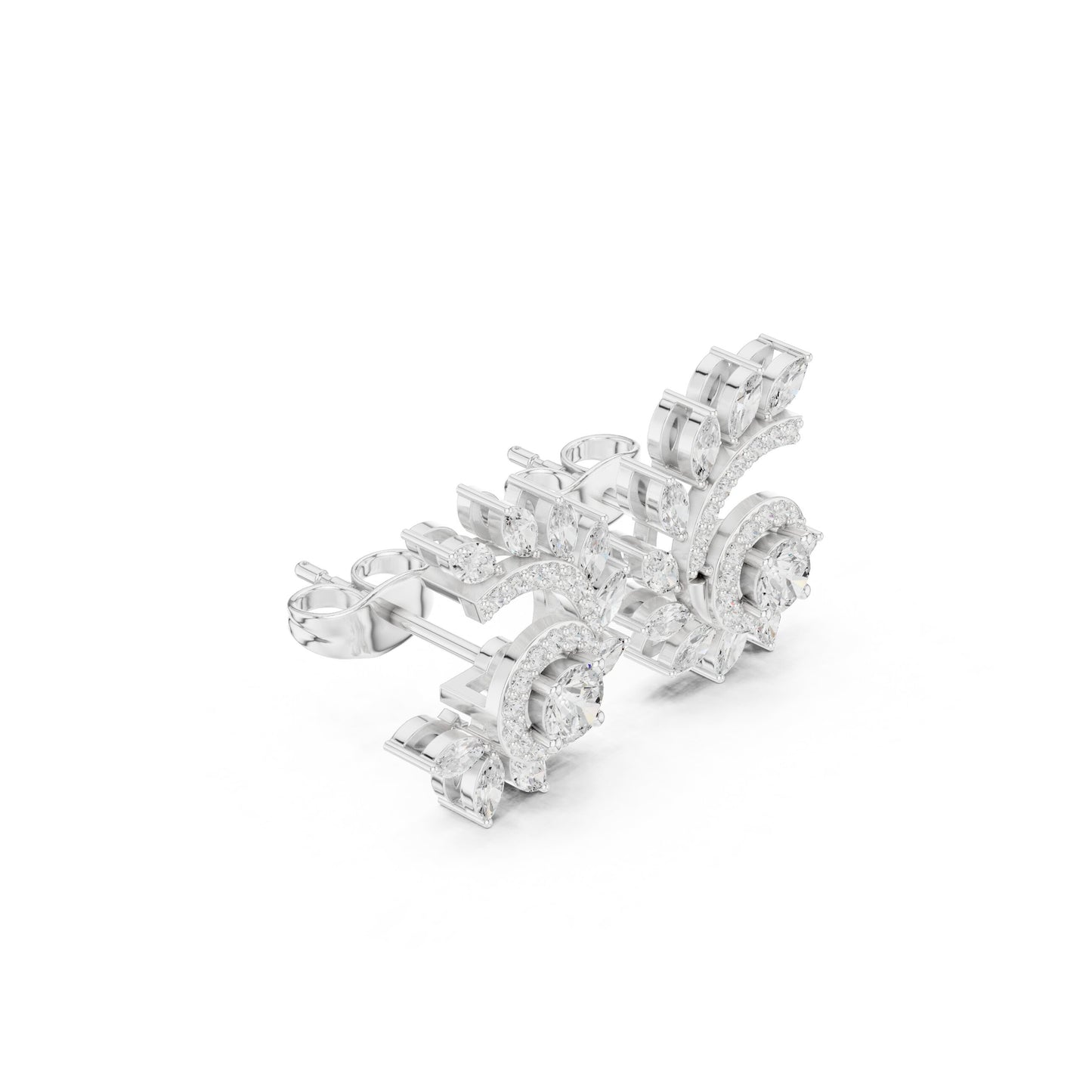 Mixed Shape Lab Grown Diamond Climber Earrings
