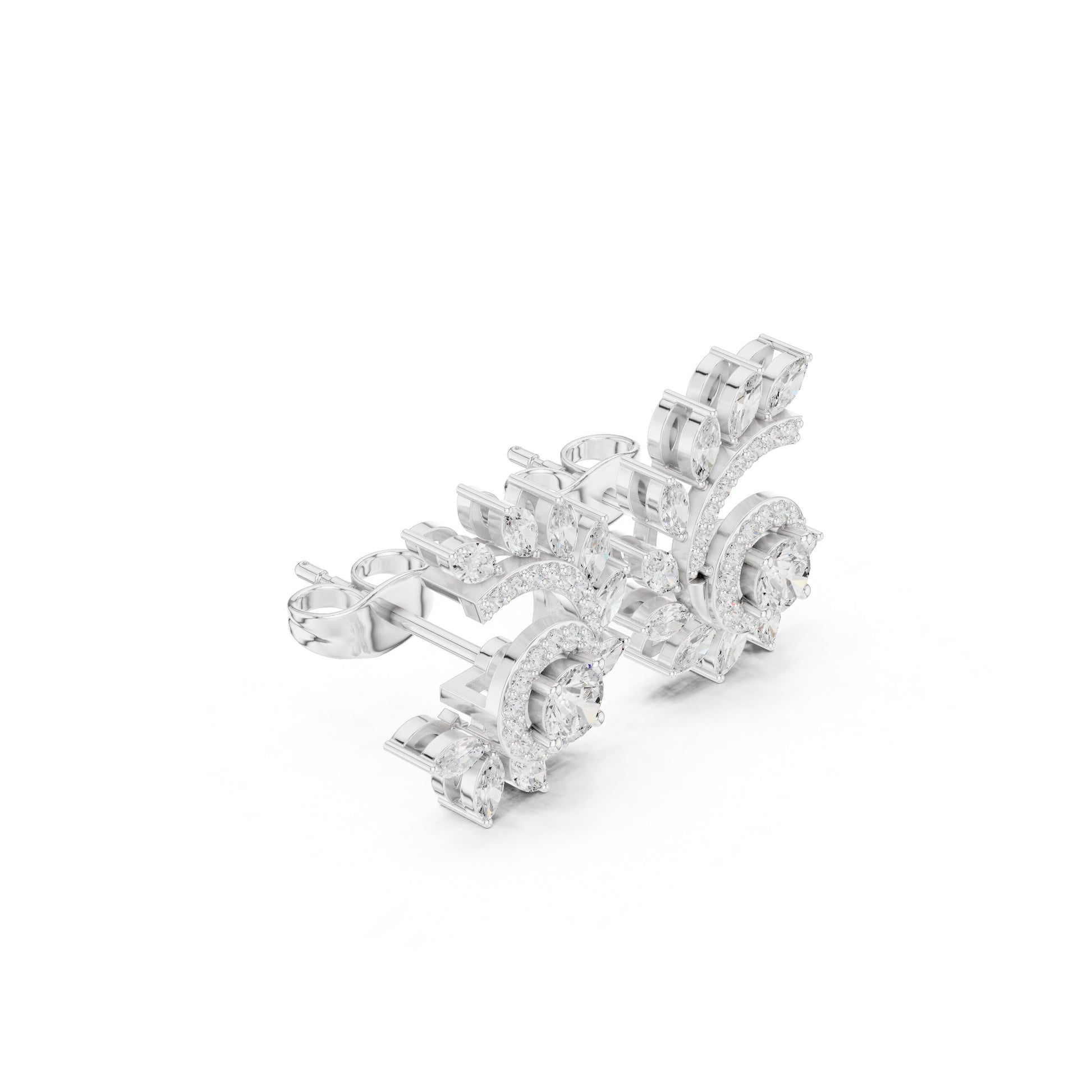 Mixed Shape Lab Grown Diamond Climber Earrings