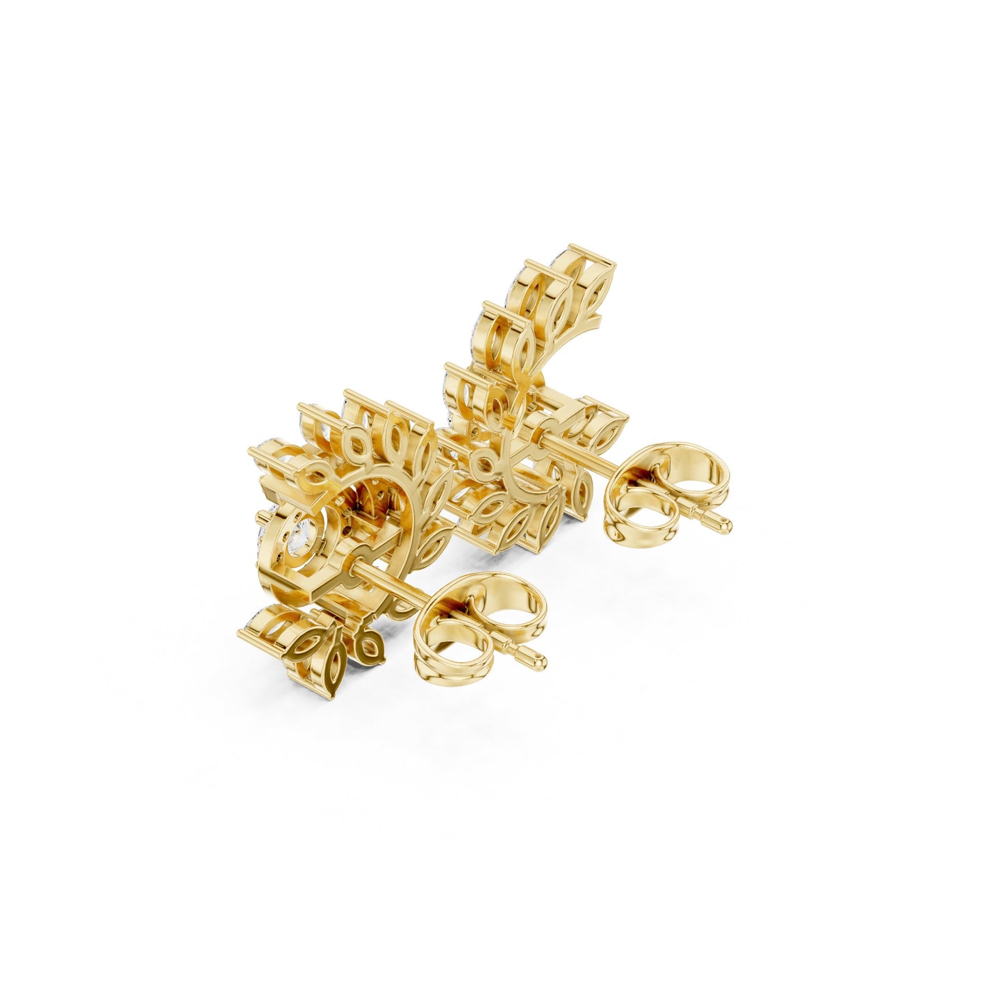 Mixed Shape Lab Grown Diamond Climber Earrings