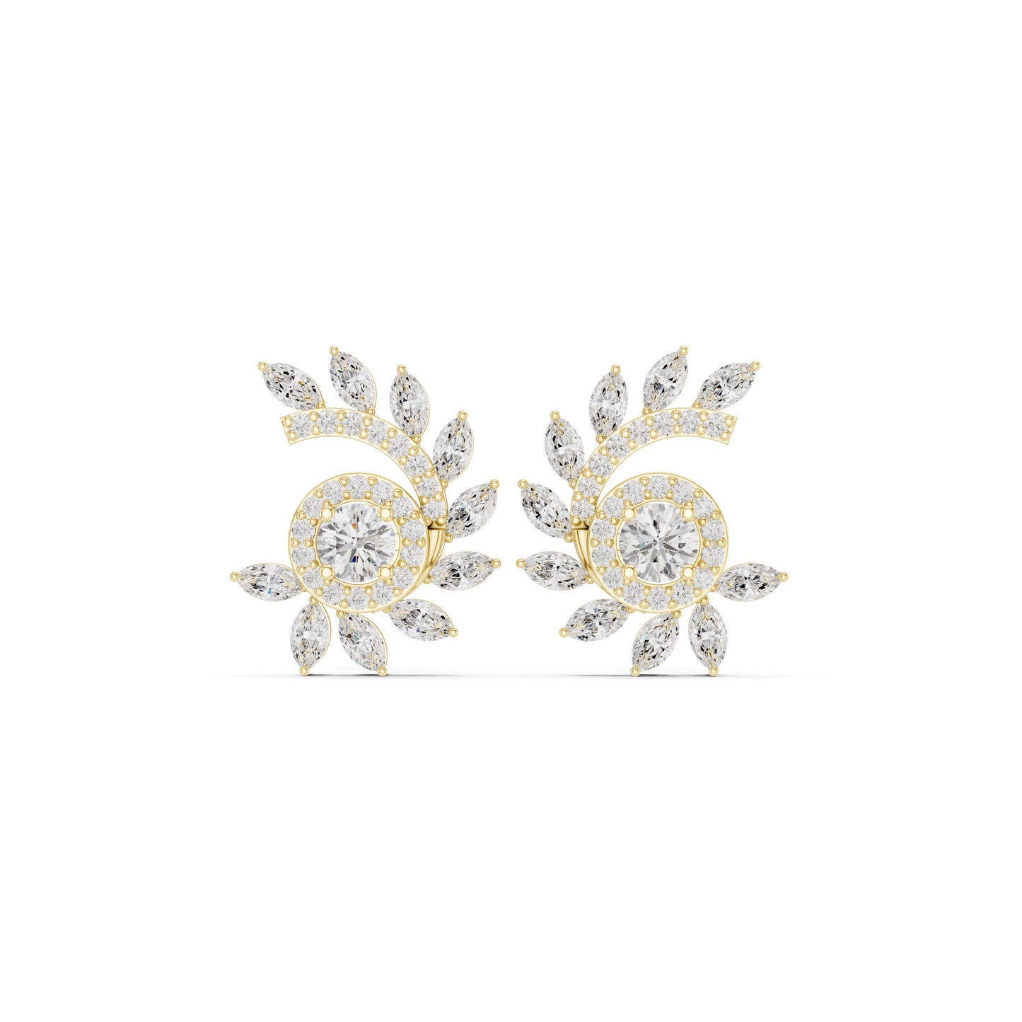 Mixed Shape Lab Grown Diamond Climber Earrings