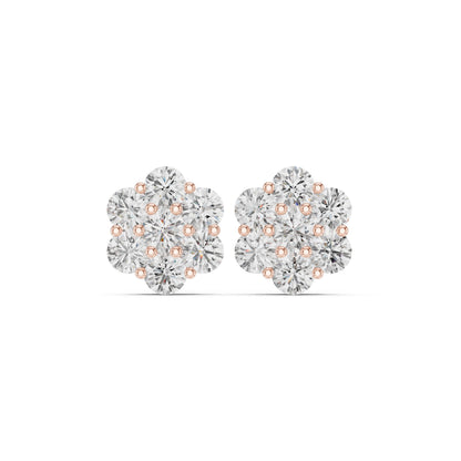 Round Cluster Lab Grown Diamond Earrings