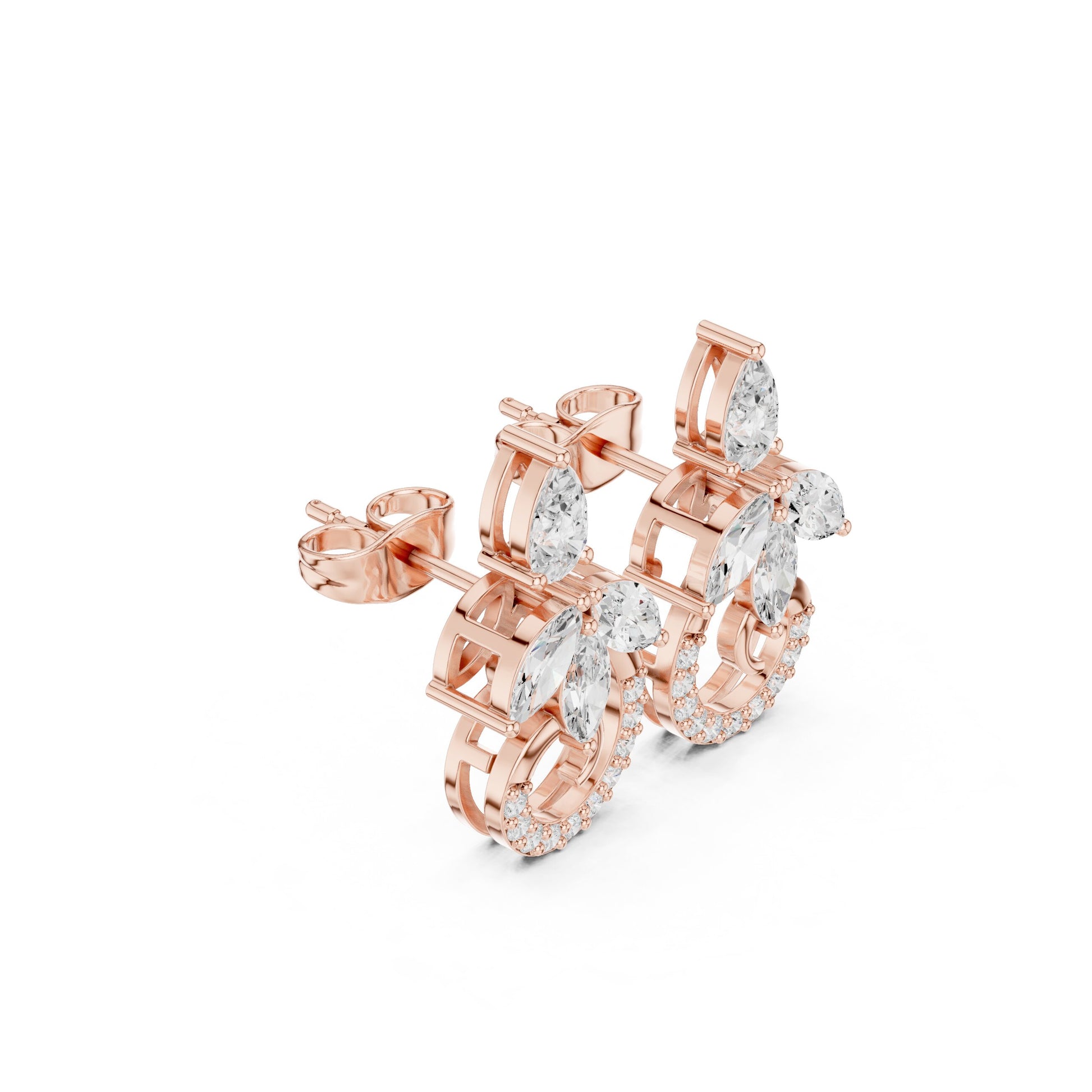 Mixed Shape Lab Grown Diamond Climber Earrings