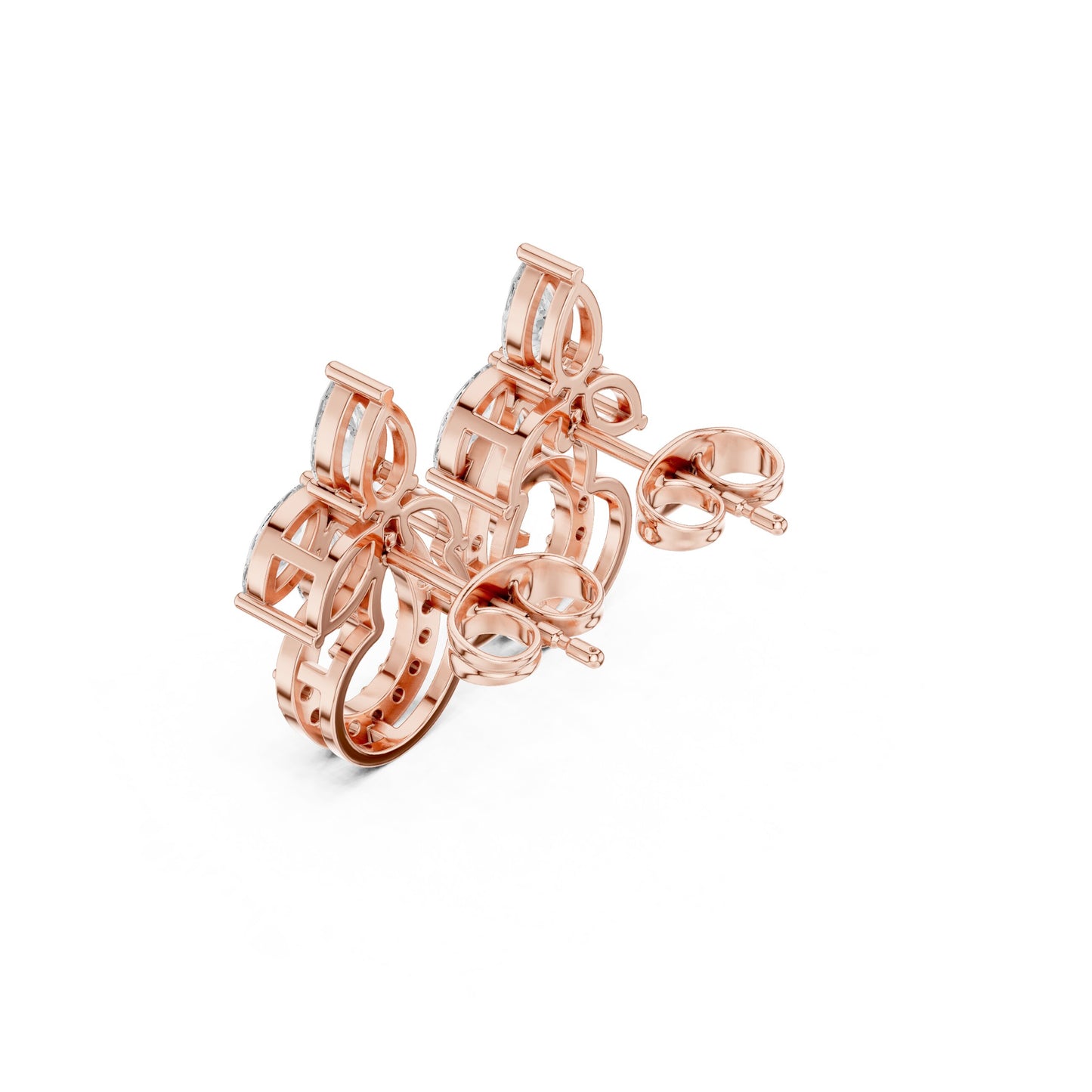 Mixed Shape Lab Grown Diamond Climber Earrings