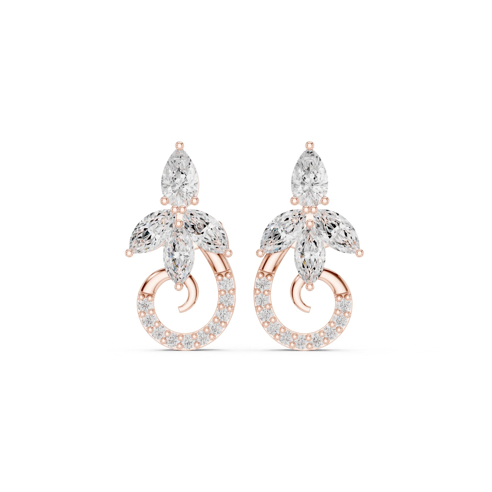 Mixed Shape Lab Grown Diamond Climber Earrings