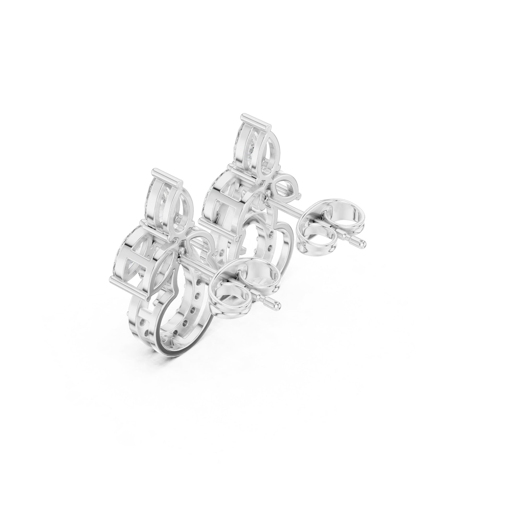 Mixed Shape Lab Grown Diamond Climber Earrings