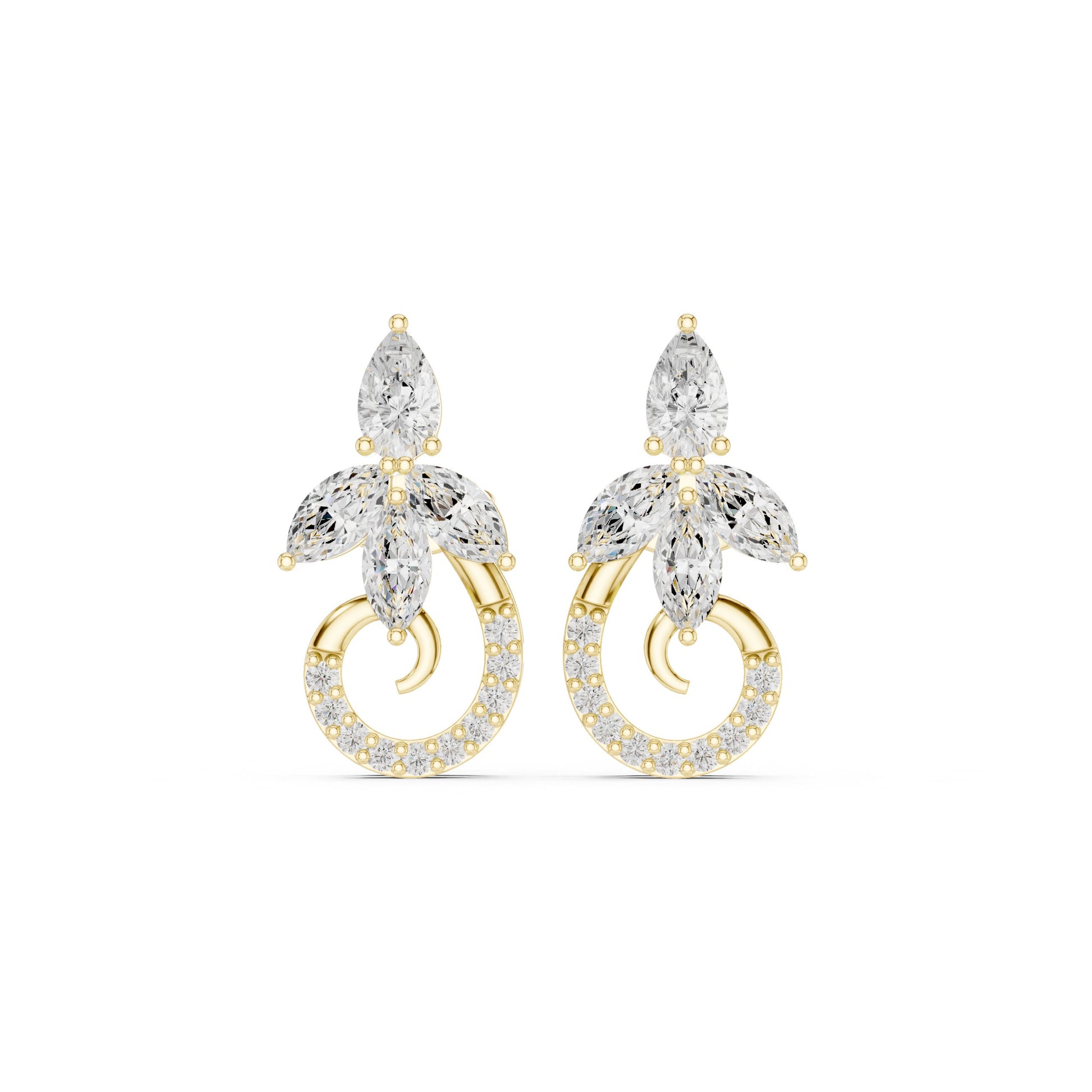 Mixed Shape Lab Grown Diamond Climber Earrings