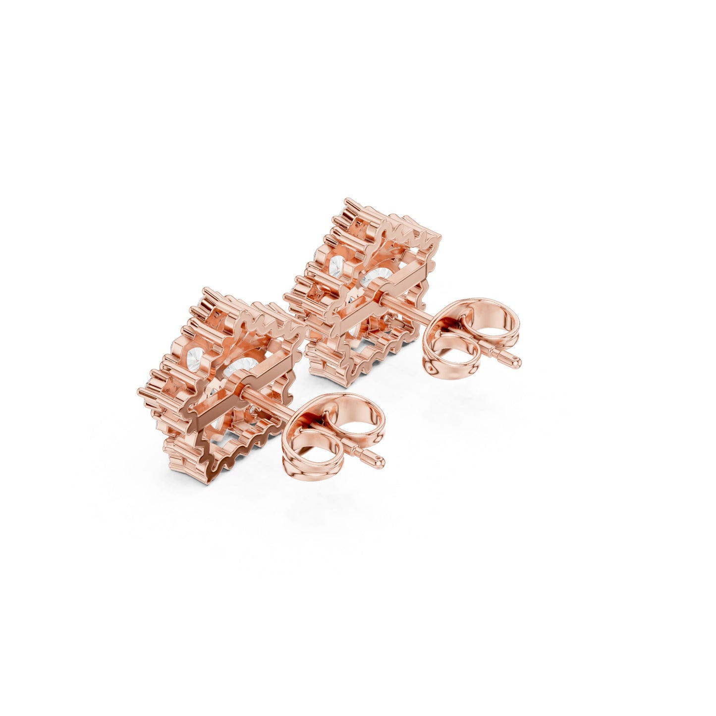 Mixed Shape Lab Grown Diamond Cluster Earrings