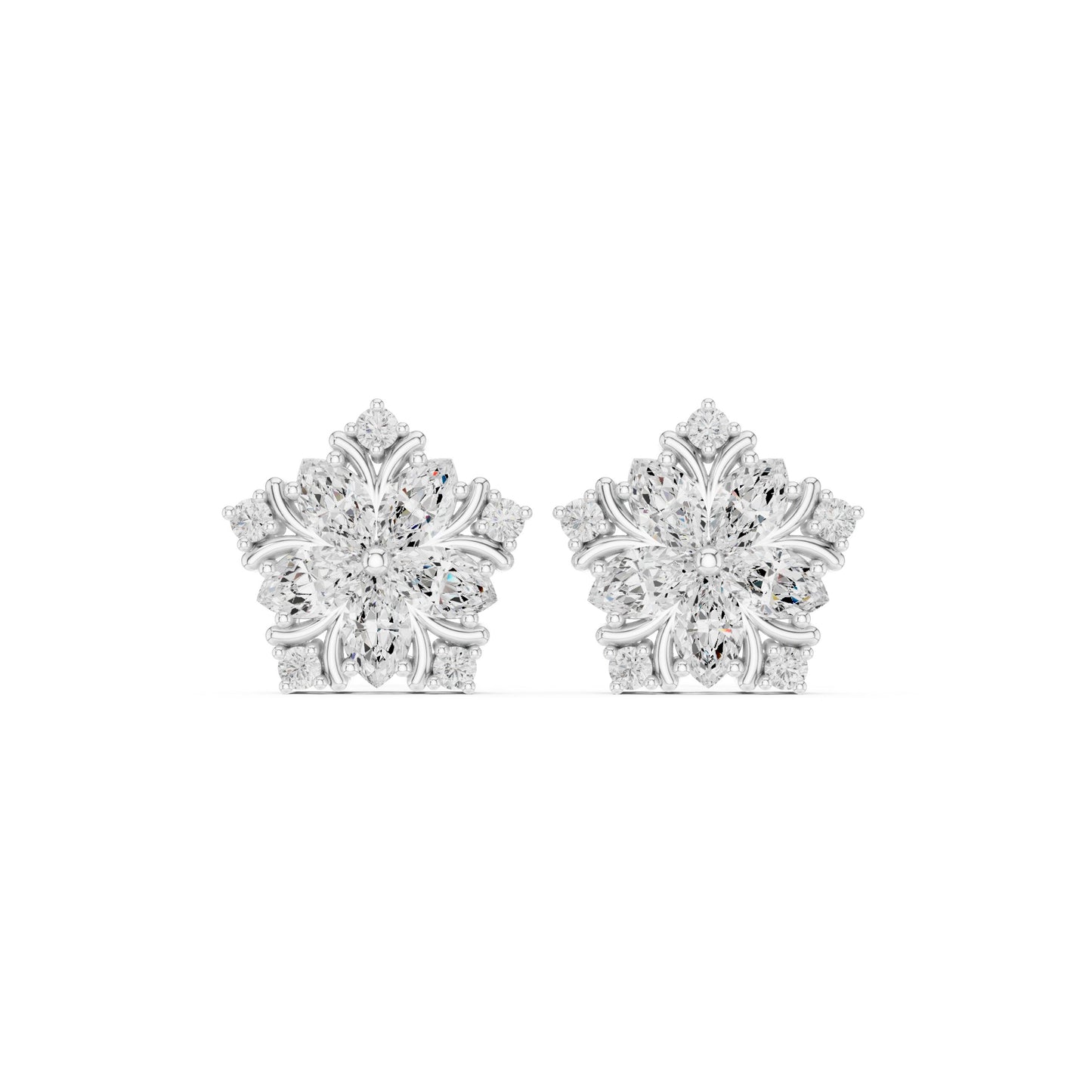 Mixed Shape Lab Grown Diamond Cluster Earrings