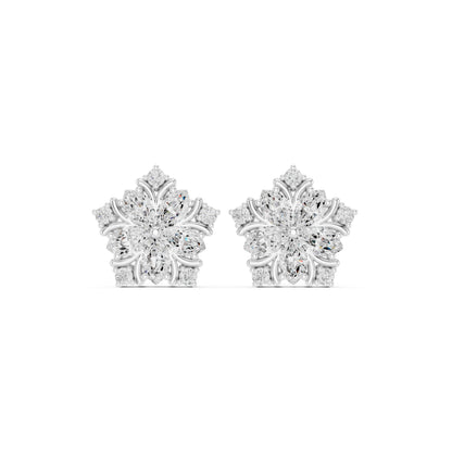 Mixed Shape Lab Grown Diamond Cluster Earrings