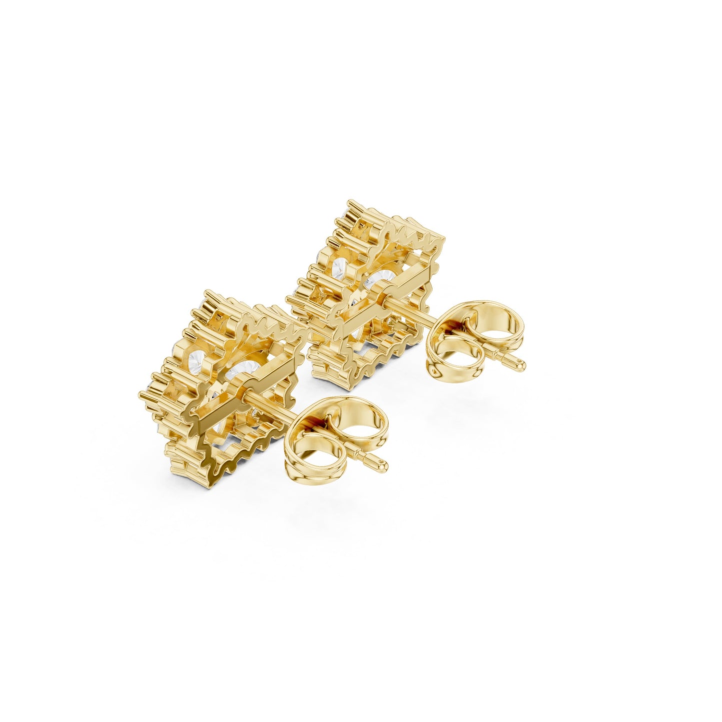 Mixed Shape Lab Grown Diamond Cluster Earrings