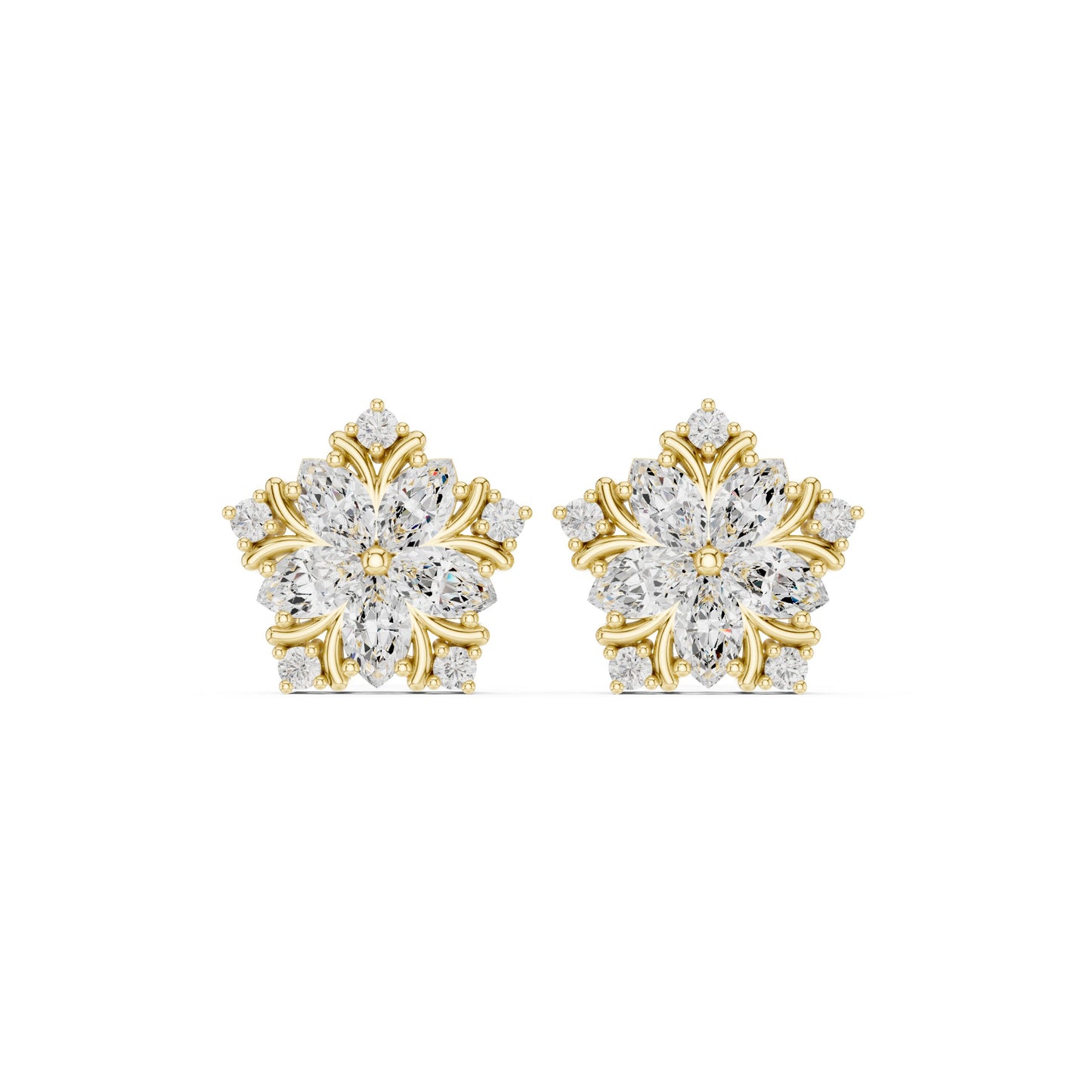 Mixed Shape Lab Grown Diamond Cluster Earrings